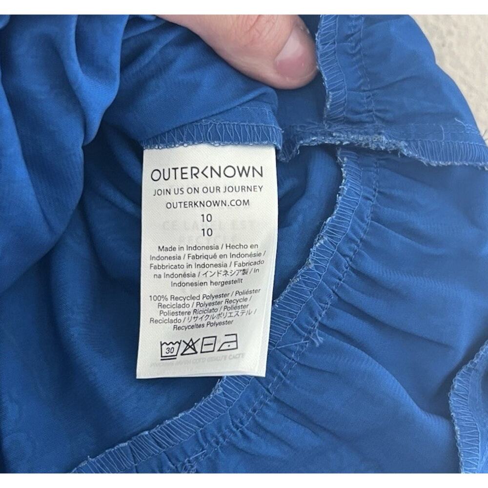 Modern Boho Paisley Tiered Midi Skirt Sz 10 Blue Soft Flow | Outerknown - Picture 6 of 11